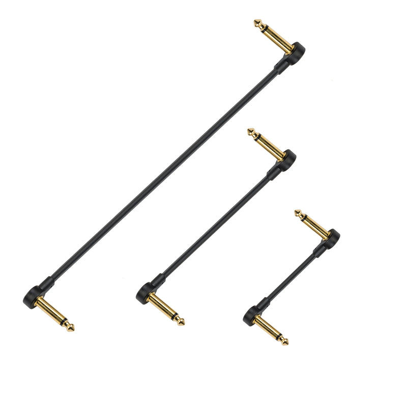 Pro C Gold Audio 6.35mm Mono Right Angle Plug Instrument Flat Patch Pedal Cable for Instrument Guitar Bass Effects Pedalboard