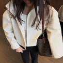 Retro Crocodile Pattern Short Women's Leather Jacket High Collar Zipper Loose Long Sleeve Jackets 2026 Lady Street Daily Wear