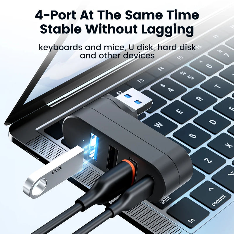 USB Hub 3.0 Adapter Rotate High Speed U Disk Reader USB Splitter 3 Ports USB 2.0 for Xiaomi Macbook Pro Laptop PC Accessories