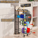 Slim Storage Cart 4 Tier Slim Rolling Storage Cart With Wheels Narrow Sliding Storage Laundry Cart With 3 Pull-Out Baskets