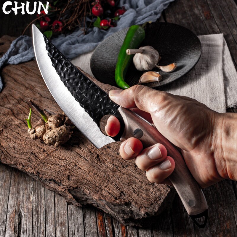 CHUN Handmade Boning Kitchen Knife 5Cr15Mov Stainless Steel Fishing Filleting Knives Set Outdoor Serbian Cooking Butcher Cleaver