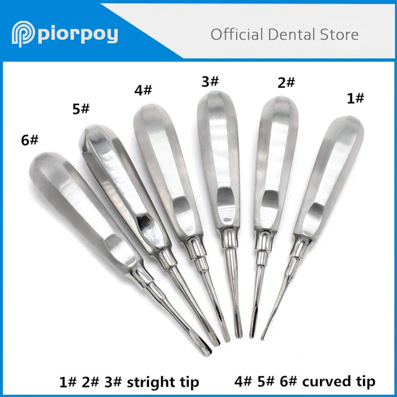 PIORPOY Dental Elevator Stainless Steel Tooth Dentist Tools Kit Stright Curved Root Elevator Minimally Invasive Dentistry Tools