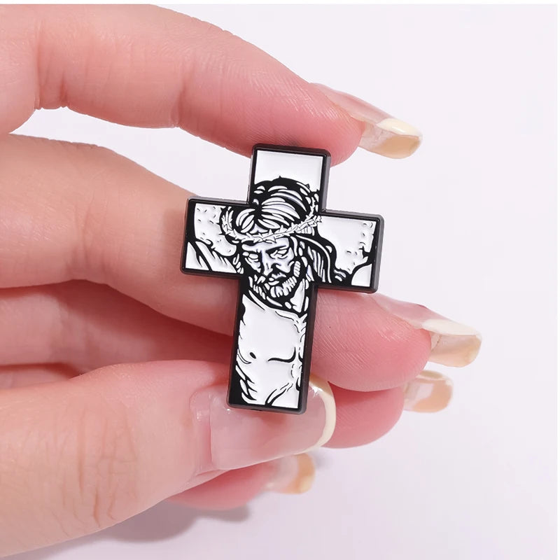 Crown Of Thorns Enamel Pin Custom Jesus Cross Religious Belief Brooches Lapel Badges Christianity Easter Jewelry Gift For Friend