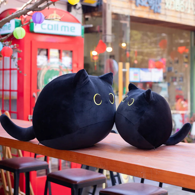 Black cat pillow plush toy cute and cuddly cat