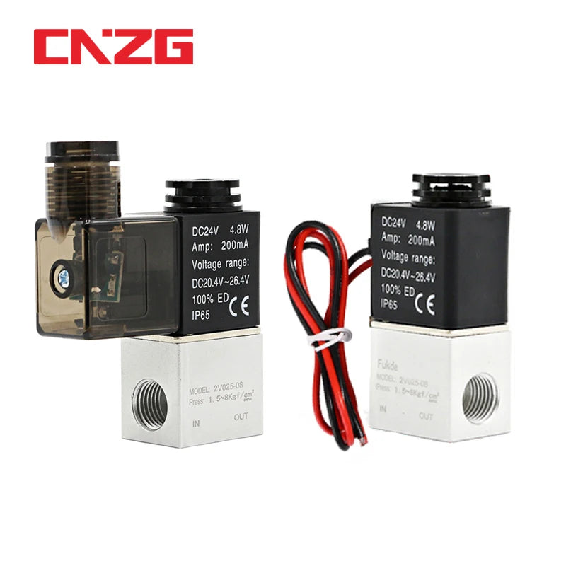 Air Solenoid Valves 2V025-08 2 Position 2 Port 1/4" Normally Closed Valv Pneumatic Solenoid Valve 12V 24V 110V 220V Volt