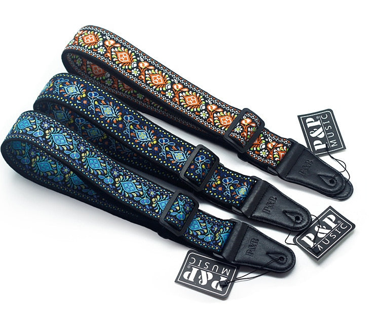 Embroidered Guitar Strap National Style Shoulder Strap Ribbon Musical Instrument Strap Guitar Strap Instrument Guitar Part