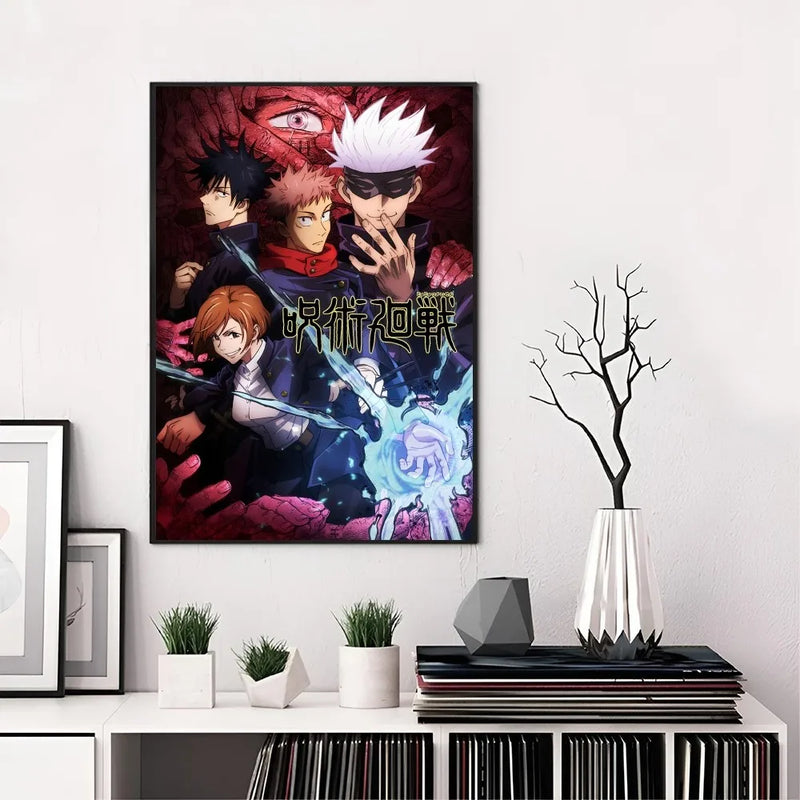 1PC Ujutsu Kaisen Anime Poster Self-adhesive Art Waterproof Paper Sticker Coffee House Bar Room Wall Decor