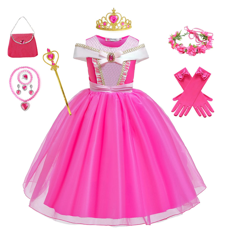 Girls Aurora Belle Rapunzel Sofia Princess Dress Halloween Easter Cosplay Costume Party Kids Dresses for Girls Children Clothing