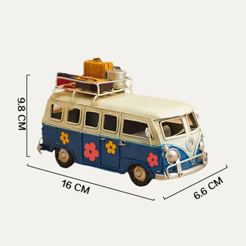 Retro Campervan Model Nostalgic Old Object Large Metal Iron Art Bus Piggy Bank Gift Desktop Decoration Camper Van Model Bar