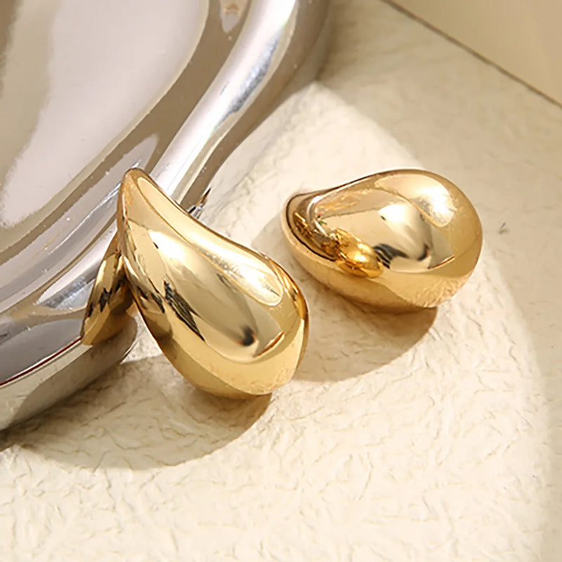 Modern Jewelry New Gold Color Plated Chunky Dome Teardrop Earrings For Women Girl Gift Hot Sale Popular Ear Accessories