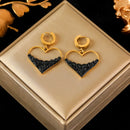 EILIECK 316L Stainless Steel Black White Geometric Earrings For Women Girl Fashion Ear Dangle Jewelry Holiday Gift Bijoux Серьги