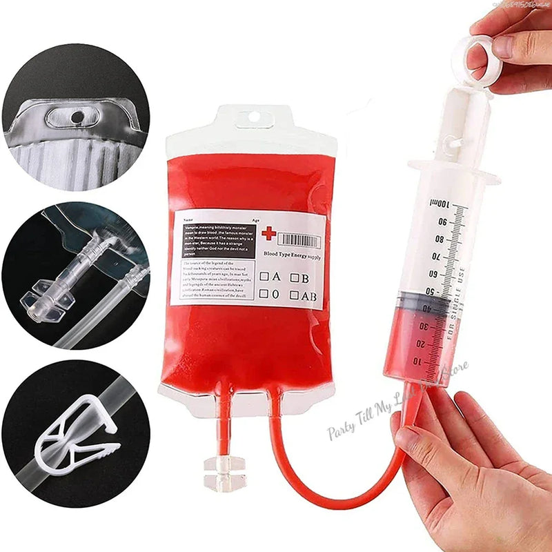 1pcs PVC Cosplay Horror Props 350ML Happy Halloween Decoration Blood Bag Food Grade Drink Bag Energy Pack Vampire Blood Pouch