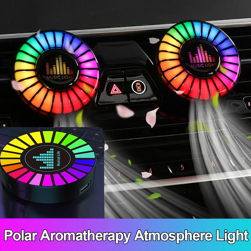 Smart RGB Pickup Lights LED 3D Ambient Lamp Sound Control Music Rhythm Lights Air Freshener for Car Gaming TV Creative Decora