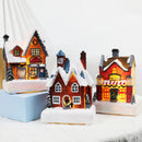 Mini Christmas European Style Resin House LED Light Ornament Micro-landscape Xmas Gift Table Decor New Year 2024 Home Decoration