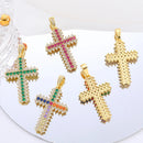 Juya DIY Luxury 18K Real Gold Plated Catholic Christian Cross Charms For Handmade Religious Talisman Pendant Jewelry Making