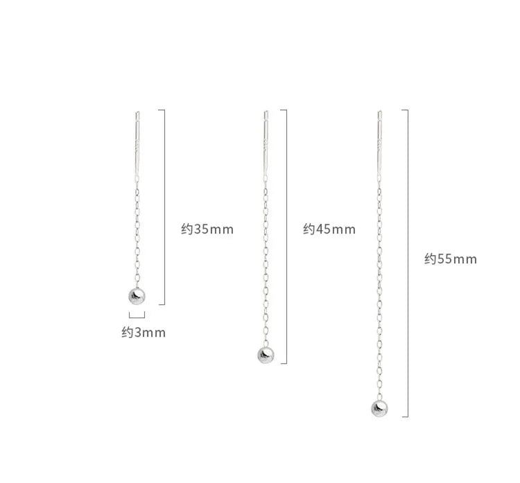 Stainless Steel Dangle Earring Geometric Ball Long Tassel Chain Drop Earrings For Women Minimalism Ear Line Kpop Jewelry