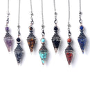 Natural Stone Resin Crushed Stone Spiritual Pendant Crystal Tiger Eye Quartz Agate Drip Hexagonal Cone Pendant Jewelry Accessory