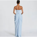 The Helios | Butter Yellow Pleated Gown with Backless Silhouette