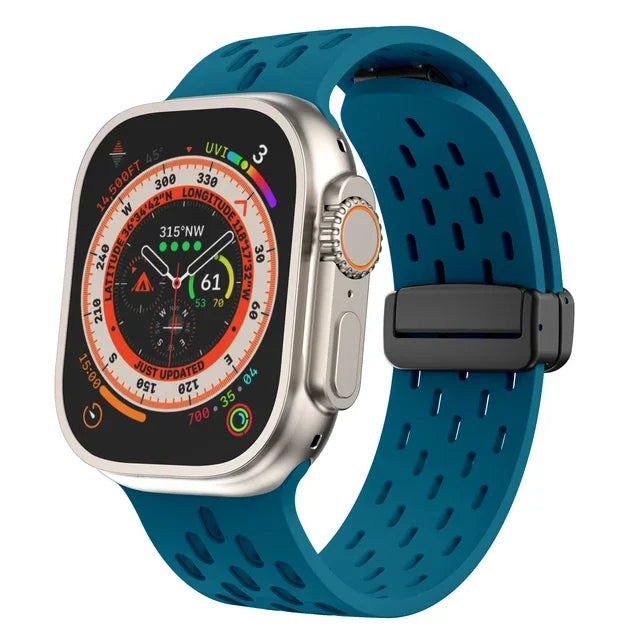 Silicone Bracelet Correa For Apple Watch Ultra band 46mm 49mm 45mm 44mm 42mm 40mm 41mm Magnetic Strap iWatch Series 10 9 8 SE 7