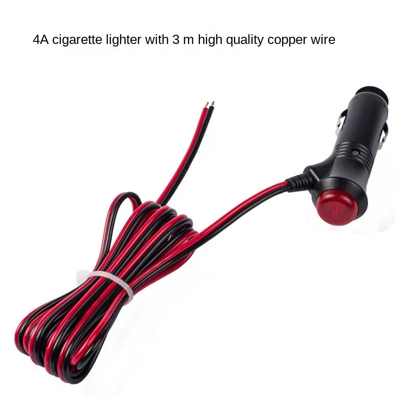 12V 24V Car Motorcycle Male Cigarette Lighter Socket Plug Connector 1m/2m/3m Wire with Switch Charger Cable Socket Car