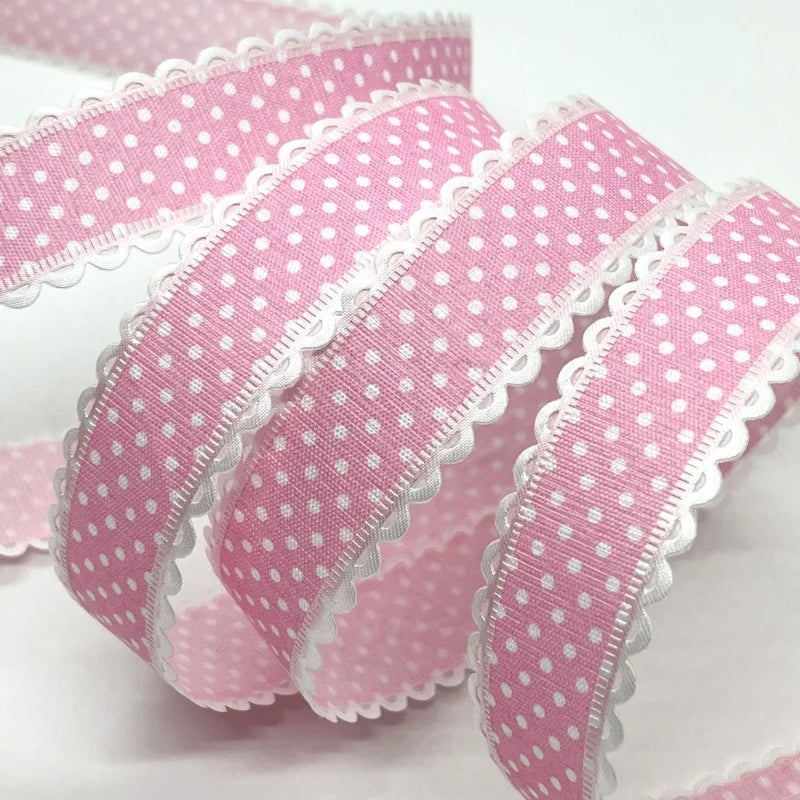 2cm 5Yards Dots Printed Embossed Ribbon For Handwork DIY Craft Bows Scrapbook Easter Wedding Christmas Deco Gift Floral Packing