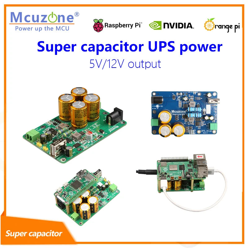 Super capacitor based UPS power for Raspberry Pi and embedded system,7-24v input,5v or 12v output