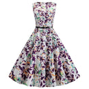 Blumenmuster Sommerkleid Damen Vintage Kleider Elegant Retro Party Tank Ärmellos Freizeit Bürokleid