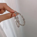 JWER Trendy Chain Huggie Hoop Earrings for Women Cz Simple Rhinestone Ear Buckle Chain Hoop Crystal Zircon Jewelry Accessories