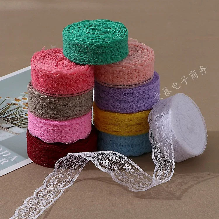 10Meters/Roll 2.2CM Non-Stretchy Lace Ribbon DIY Handmade Crafts Material Christmas Halloween Wedding Party Gift Wrapping Tape