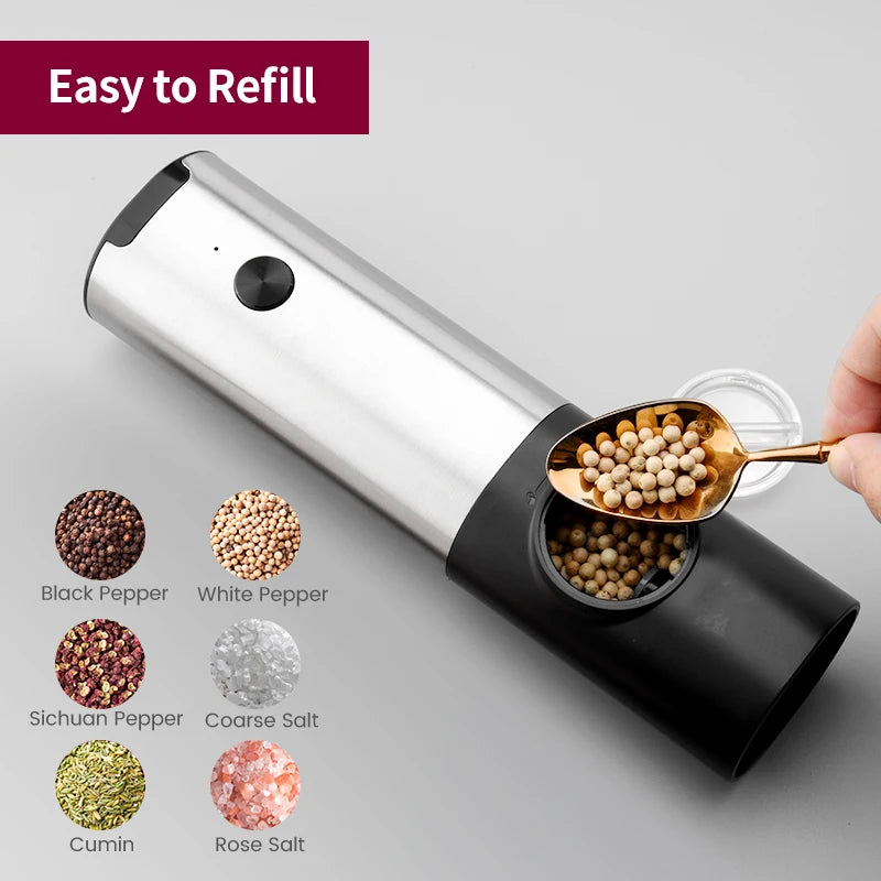 Electric Automatic Mill Pepper And Salt Grinder With LED Light Adjustable Coarseness Partner Manufacturers