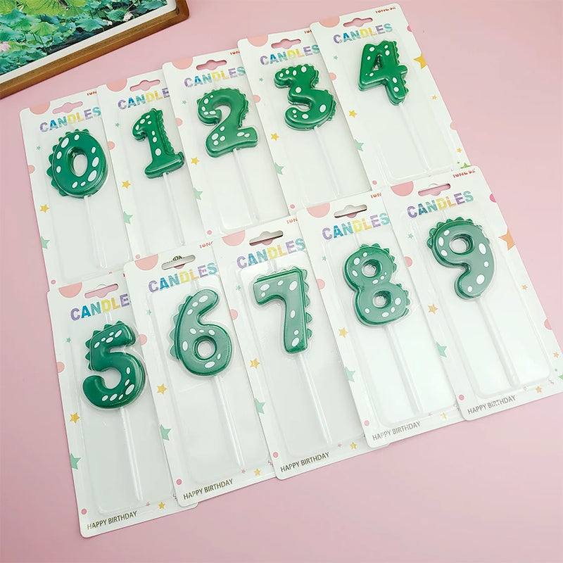 Green Dinosaur Numbers 0-9 Happy Birthday Cake Candle Children Prince Party Cartoon Dinosaur Cute Candle Decoration