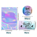 570 Pcs Laser Thank You Business Cards Stickers Kit, Include 50pcs Business Card 500pcs Thank You Stickers 20pcs Resealable Pack