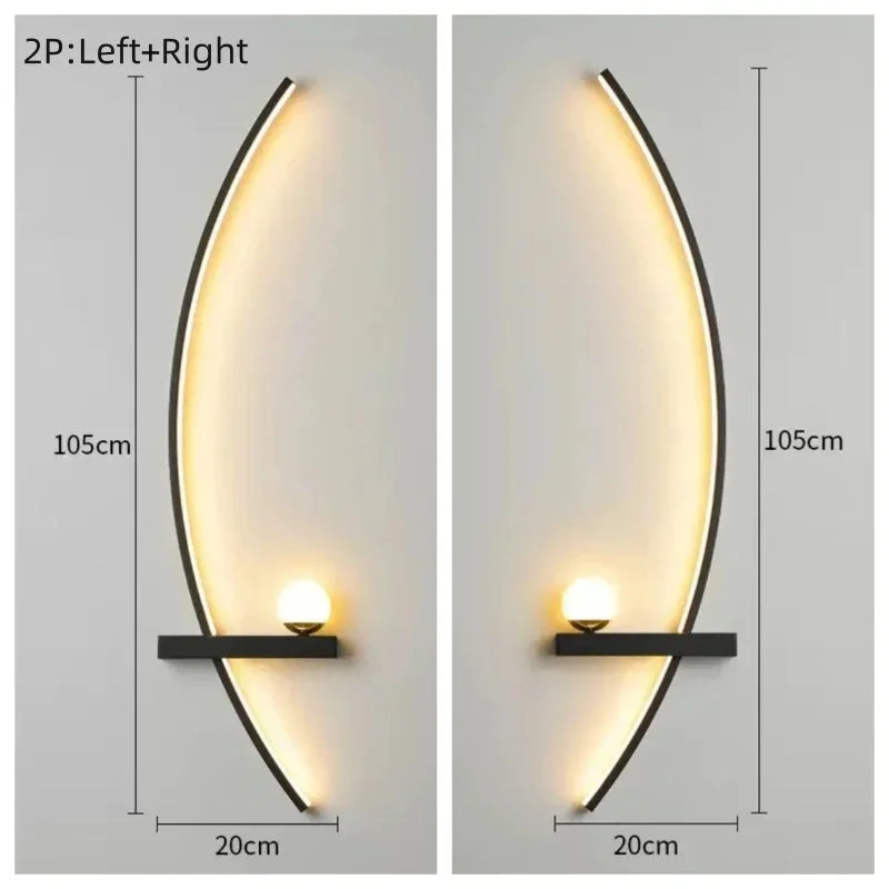 Modern LED Wall Lamp Simple Art Bedroom Bedside Wall Lamp Living Room Study Background Wall Bathroom Mirror Lighting Gold/Black