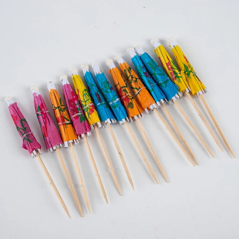 50pcs Umbrella Cocktail Decorative Garnishes Bamboo Stick Summer Tropical Luau Party Hawaiian Beach Theme Flamingo Party Decor