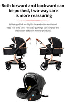 PU Leather Baby Stroller 3 in 1 Lightweight Carriage Foldable Travel Pram Multifunctional Mountable Infant Cart For Newborns New