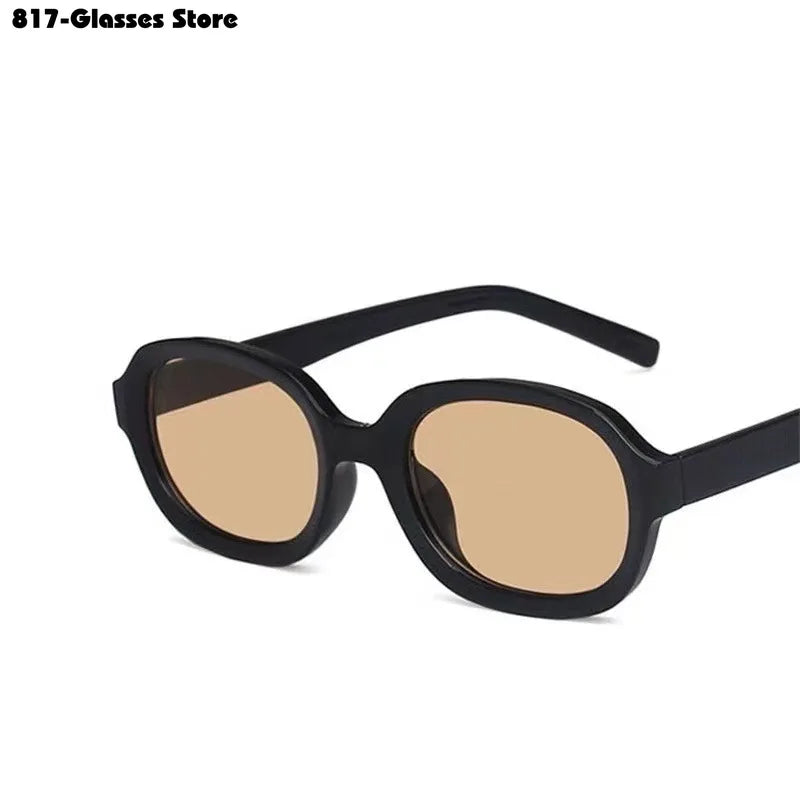 Retro Brown Sunglasses for Women Oval Narrow Frame  UV Protection Street Photo Солнцезащитные очки
