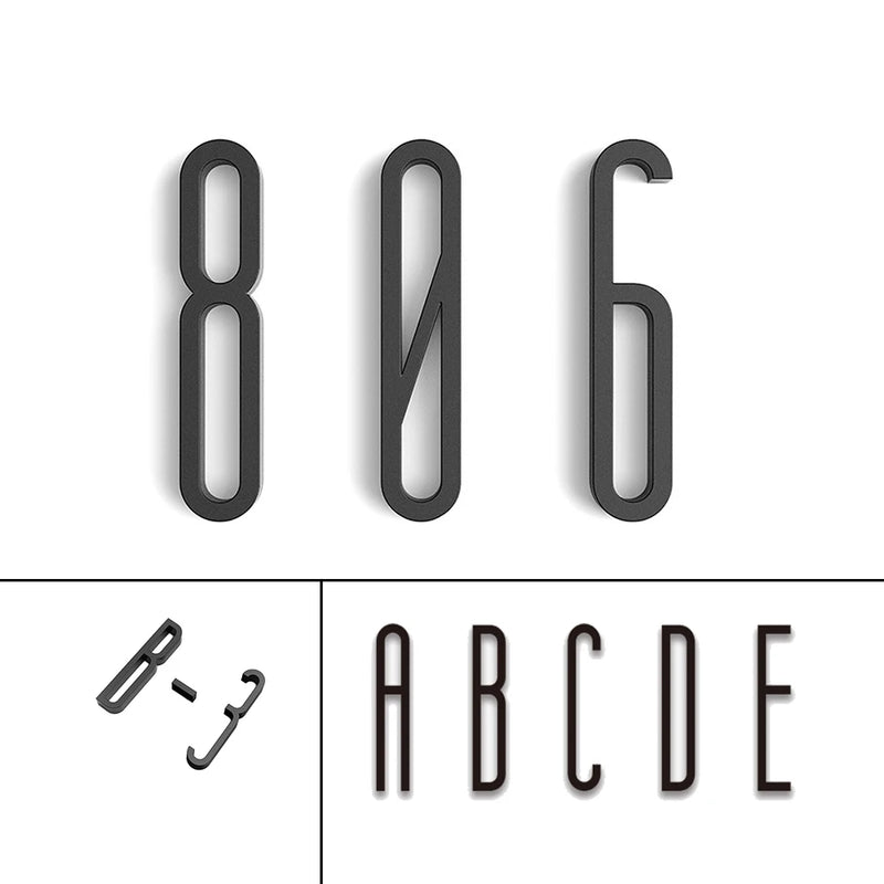 4 Inch 100mm Self Adhesive Big Modern Door Number for Exterior House Apartment Plaque Mailbox Address Digits Sticker Sign Black