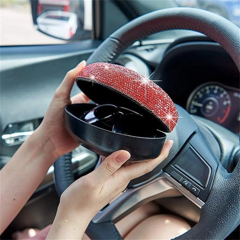 KLASSNUM Rhinestone Glitter Luxury Glasses Case Women Sparkling Sunglasses Box Bling Crystal Orgenizer Pressure Container New In