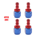4pcs/set High Adaptability Tube Hose End For Universal Accessories And Aluminum Alloy Is Sturdy Red and blue AN4 0 degree