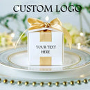 Custom Logo Wedding Favors Gift Box With Ribbon Candy Boxes For Christening Baby Shower Birthday Event Party Supplies