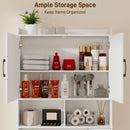 Vabches Over the Toilet Storage Cabinet White Bathroom Organizer with Grooved Striped Door&Toilet Paper Holder Wood Toilet Rack
