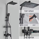 4-Function Button Digital Display Shower Faucet Set Chrome Rain Shower Column Constant Temperature Shower Wall Mounted