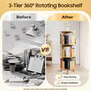 3-Tier Rotating Bookshelf Organizer Modern 360°Rotating Storage Rack Display Holder Stand Floor Standing  Multi-Functional