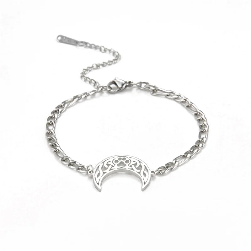 Witch Knot Charm Bracelet for Women Men Stainless Steel Chain Bracelets Witchcraft Amulet Paganism Jewelry Mothers Day Gift