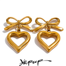 Yhpup Neue Edelstahl Fliege Herz Liebe Hohl Tropfen Ohrringe Stilvolle Hochwertige Vergoldete Ohrringe Schmuck Wasserdicht