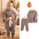 2026 Neuheiten Kleidung für kleine Mädchen Trainingsanzug 2-teiliges Set Warmer Fleece Einfarbiger Pullover+Hose Loungewear-Anzug für Kinder