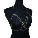 Sexy Shiny Crossed Network Rhinestone Bra Body Chain Exaggerated Women's Crystal Bikini Bra Chain Valentine's Day Gift