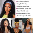 Full Machine Made Bling Hair Headband Wig 180% Density Brazilian Remy Kinky Curly Human Hair For Black Women 100% Human Hair