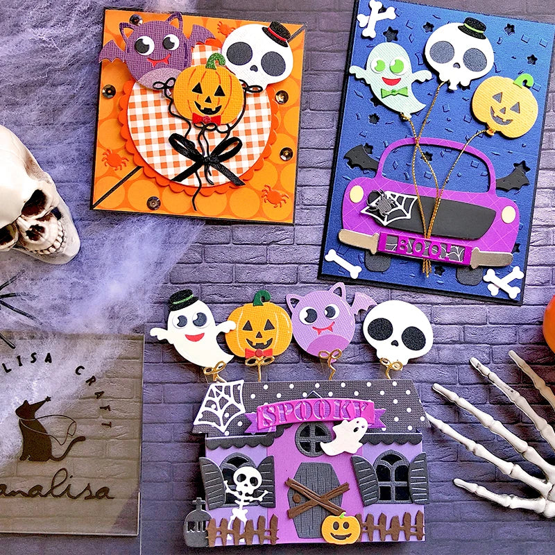 Panalisacraft Halloween Spooky House Cutting Dies Stencils DIY Scrapbooking Album Decorative Embossing DIY Paper Craft Cards