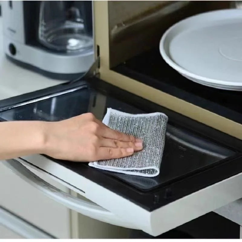 Rust Removal Cleaning Cloth Kitchen Magic Dishwashing Towel Metal Steel Wire Cleaning Rag Microwave Stove Clean Tools Dish Cloth